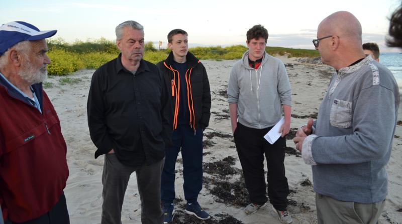 Rehearsals taking place on the beach at Inverin where Pleásc will be performed.