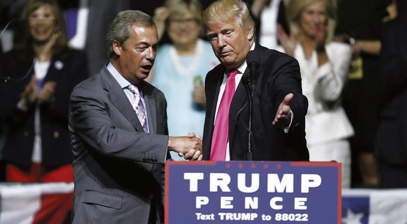 Rise of the right....UKIP founder Nigel Farage endorsing Donald Trump before his election.