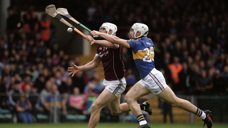 Galway defender Gearóid McInerney tussling with Niall O'Meara of Tipperary during the National League Final. The Tribesmen start their championship campaign against Dublin on Sunday.