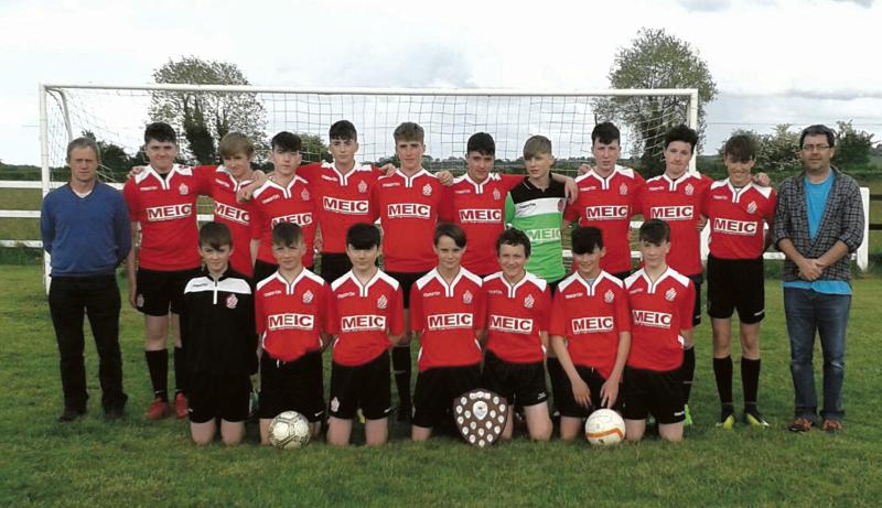 The Ramblers squad who were crowned Galway U15 Division Two champions following a 6-2 win over Maree/Oranmore B at the weekend. Back row, left to right: Pat Cunningham (Manager), Ronan Donoghue, Sean Mullins, Donal Keane, Ciaran Sheil, Keith Dervin, Cathal O'Hehir, Tony Tuohy, Dahy Lakhdar, David Waters, Mark Keane (Manager). Front row: Jake Devine, Cian Daniels, Dara Keane, Cian Quinn, Gearoid hanley, Noel Sheil, Conor Slattery.