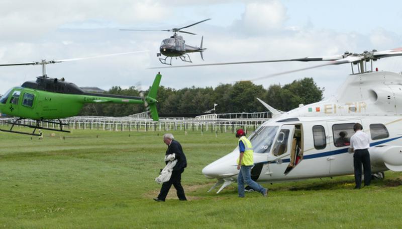 The choppers fill the skies at Ballybrit Racecourse in August, 2003, during the build-up to the peak of 'The Tiger Era'. Photo: Joe O'Shaughnessy.