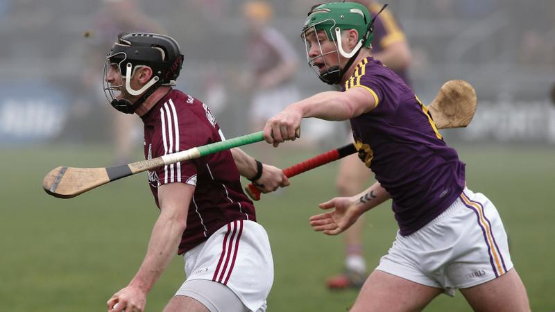 Galway defender Aidan Harte getting the better of Wexford's Conor McDonald during the teams' National League vlash at Pearse Stadium last February.