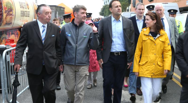 Leading the charge...Taoiseach Leo Varadkar, with Cllr Padraig Conneely, Dr. Peter Heffernan, CEO of the Marine Institute, and Hildegarde Naughton TD, at SeaFest last weekend. Photo: Joe O'Shaughnessy.