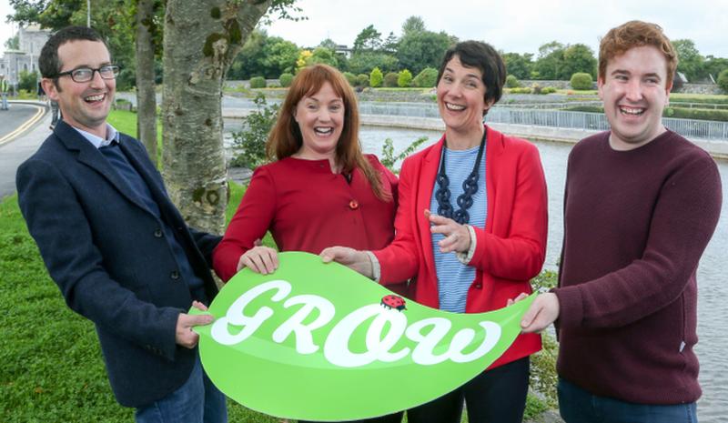 Aislinn Ó hEocha, Executive Artistic Director, Baboró (secoond right) at the launch of Baboró’s GROW programme, with (from left) Marc MacLochlainn, Branar Téatar de Phaistí, Marianne Ní Chinnéide (board member), Galway Theatre Festival and Craig Flaherty of Druid and The Mick Lally Theatre. These companies are partnering with Baboró on the ‘Pathways to Production’ strand of GROW.