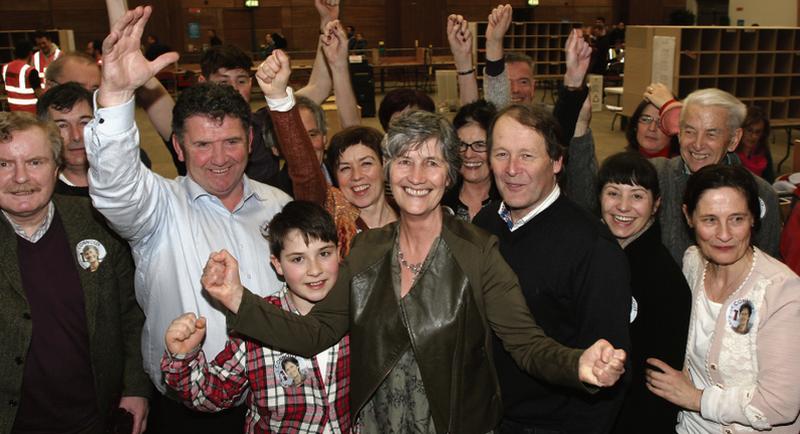 Winner again....Catherine Connolly celebrating with her husband Brian McEnery, family members and friends, after she was elected - and she has impressed ever since.