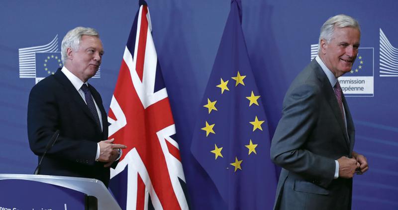 Trying to get a handle on Brexit....the UK’s Brexit Secretary David Davis (left) with the EU's chief negotiator Michel Barnier.