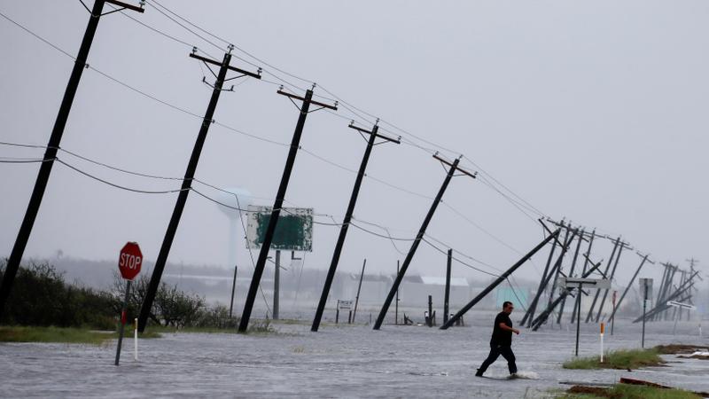 'Horrible Harvey' leaves a trail of destruction in one of the many scenes of devastation from Rockport, Texas.