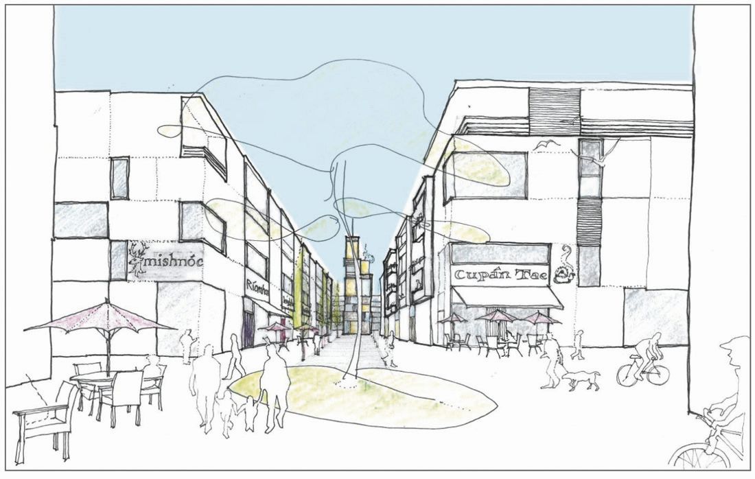 An artist's impression of Ardaun Urban Village Centre.