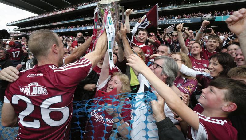 To win just once: Galway players and supporters share the joy of winning an All-Ireland final after 29-years a-waiting. PHOTO: JOE O'SHAUGHNESSY.