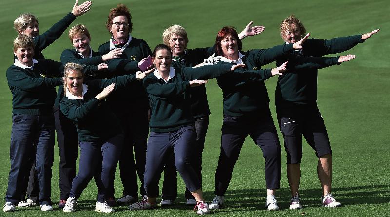 The Portumna team which captured the Junior Foursomes title, from left: Kathleen Lynch, Brid Kelly, Mary Kelly, Anne Fahy (Team Manager), Pauline McEvoy, Mary McElroy, Mary Madden, Carmel Cunningham and Bernie Kilmartin. Photos: Pat Cashman.