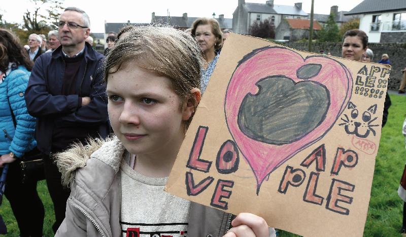 Mollie Spellman (12) from Athenry during the rally in support of Apple’s Athenry data centre plans in the town on Sunday. Photos: Joe O'Shaughnessy.