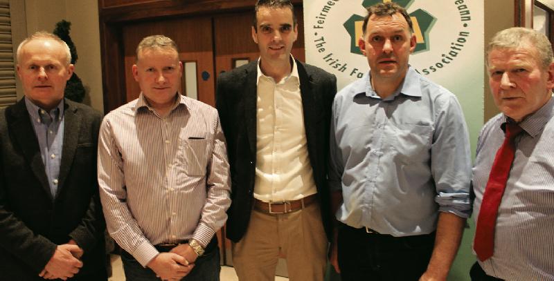 Padraic Joyce, Connacht IFA Chairman; Denis Joyce, Cortoon; IFA President, Joe Healy; Pat Murphy Galway IFA County Chairman and T. J. Gormally, Tuam, at the IFA Cancer Care West 25 fundraiser in the Lough Rea Hotel.