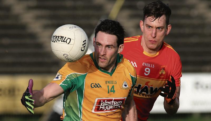 Corofin's Michael Farragher and Castlebar Mitchels' Barry Moran who will be renewing rivalry in Sunday's Connacht Club football final at Tuam Stadium.