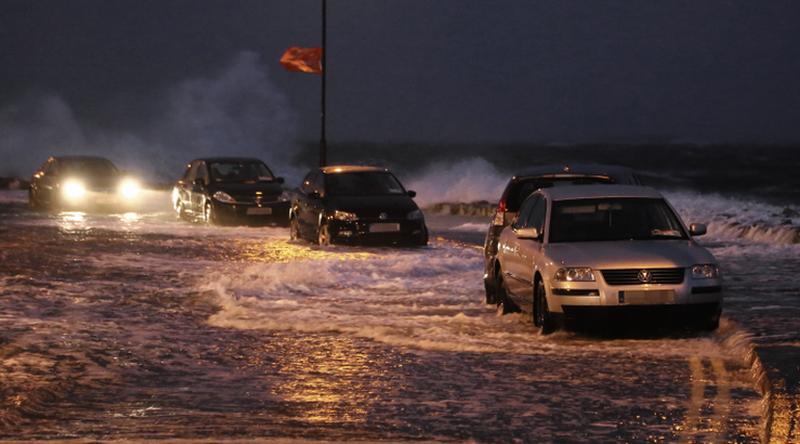 Cars parked at the Prom, Salthill, as Storm Eleanor blew in from the Atlantic last week. Photo: Joe O'Shaughnessy.