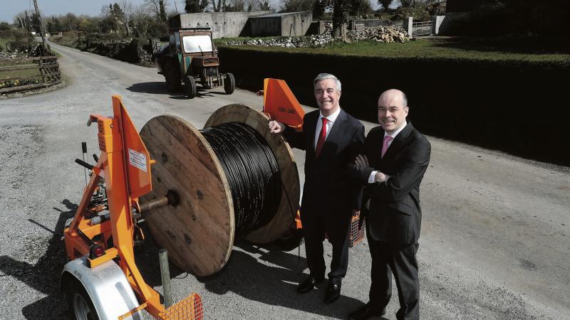 The way we were...Minister for Communications Denis Naughten with Eir CEO Richard Moat in Roscommon, announcing the rural broadband roll-out last year.