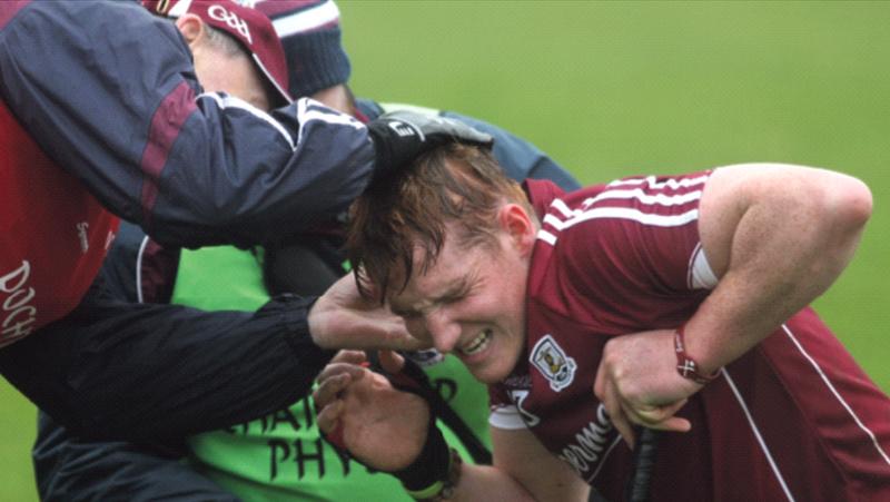 Galway's Conor Whelan receives treatment during the game against Offaly last Sunday. Photo: Enda Noone.