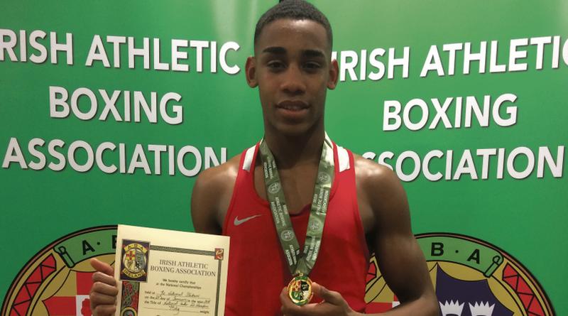 Olympic Boxing's Club's Gabriel Dossen pictured with his gold medal after winning the U-22 National title at the National Stadium last weekend.