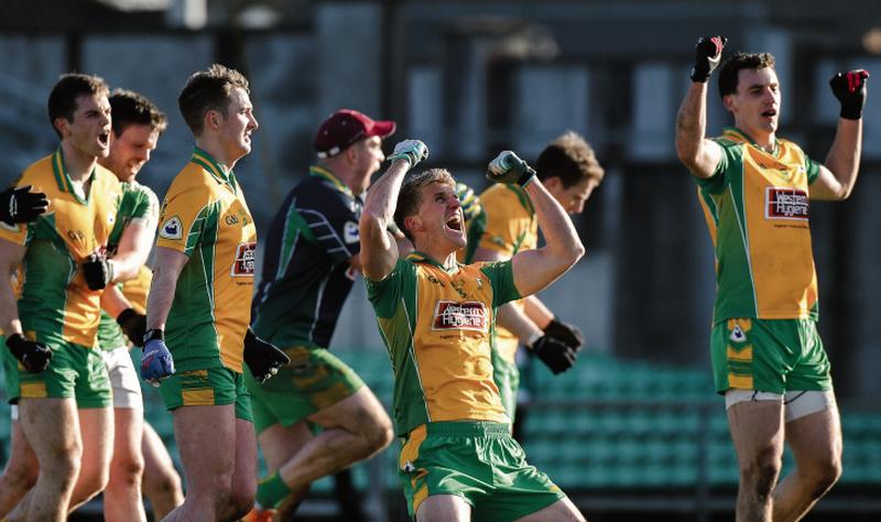 Corofin players celebrate after the final whistle on Saturday. Photos: Matt Browne/Sportsfile.