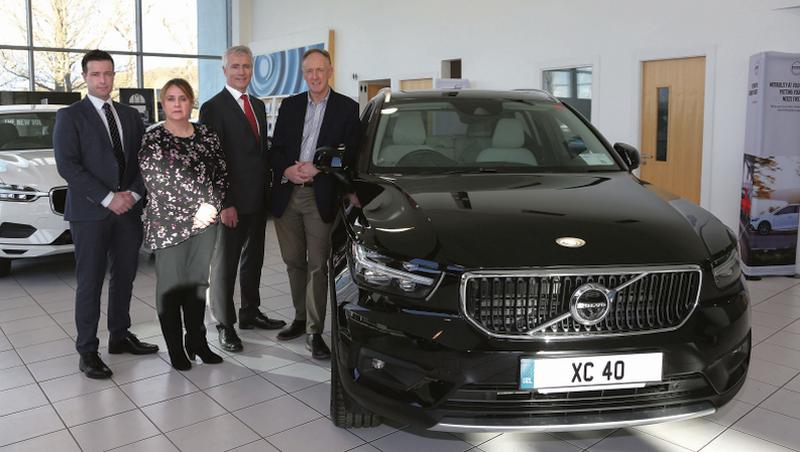 Pictured at the announcement of Kenny Volvo as Presenting Sponsor of Croí’s ‘Night with Mario’ in the Galmont Hotel this Friday, March 23, to mark the launch of the new Volvo XC40 in the West of Ireland (European Car of the Year 2018) were, from left: Damien Kenny, Volvo Brand Manager, Kenny Galway; Christine Flanagan, Director of Fundraising, Croí; Brian Kenny, Dealer Principal, Kenny Galway; and Neil Johnson, CEO of Croí. Photo: Joe O’Shaughnessy.