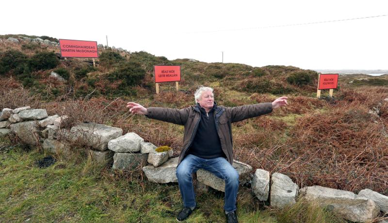 Local historian John Bhaba Jeaic Ó Conghaola who helped erect the three billboards at Leitir Mealláin to celebrate Martin McDonagh’s success at the BAFTA awards. McDonagh’s 'Three Billboards Outside Ebbing, Missouri' won five BAFTAS and has now added two Oscars to that tally.