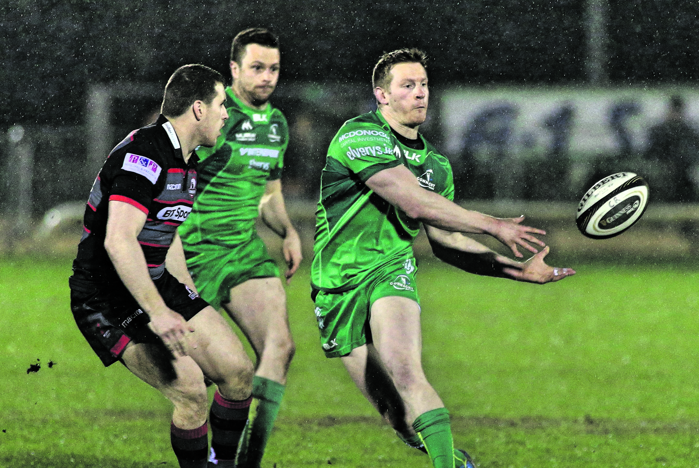 Connacht's Eoin Griffin gets the ball away against Edinburgh during Friday's PRO14 encounter at the Sportsground. Photo: Joe O'Shaughnessy.