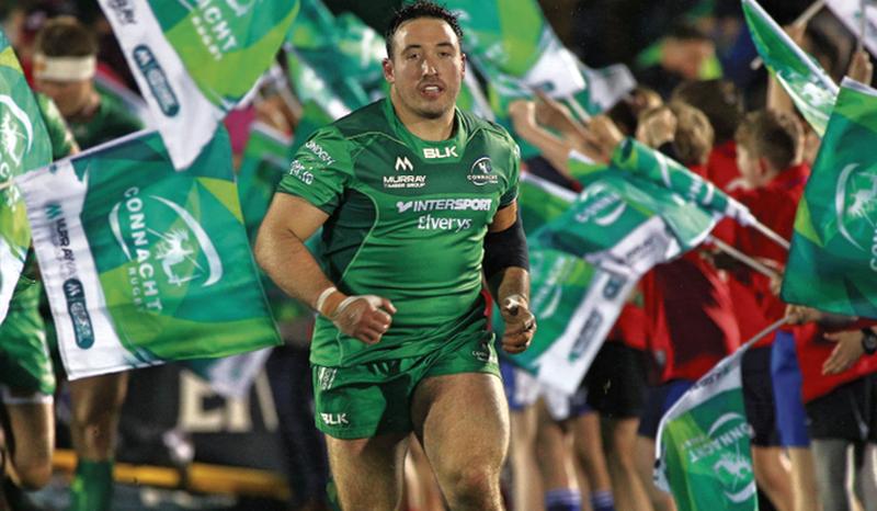 Connacht prop Denis Buckley runs onto the pitch before the start of last Friday's PRO14 clash against Edinburgh. Photo: Joe O'Shaughnessy.