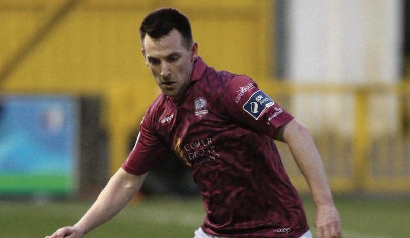 Galway United's Stephen Kenny on the ball against Longford Town in last Friday's First Division tie at Eamonn Deacy Park. Photo: Joe O'Shaughnessy.