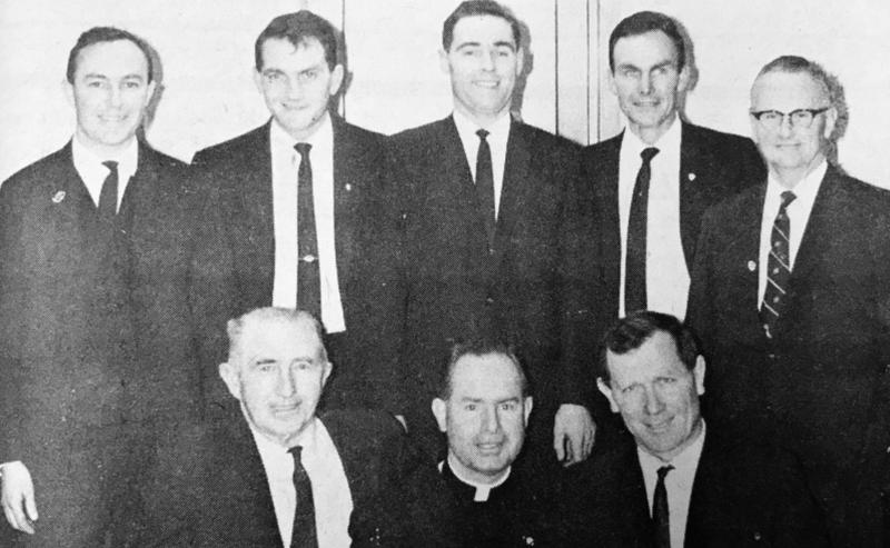 Members of the organising committee at the Castlegar parish social. Standing: John Carr, Kevin Shaughnessy, Stephen Francis, Patrick Shaughnessy, Mark Heneghan. Seated: Matthew Hackett, Fr. Bernard Duffy and John Molloy.