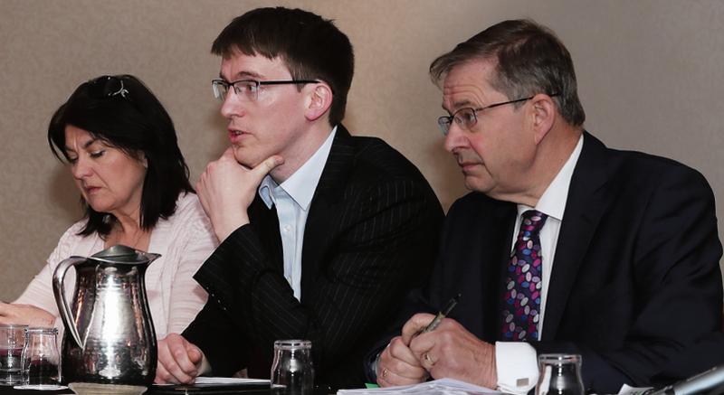 Fidelma Healy-Eames, Dr. Anthony O'Reilly and Eamonn O Cuív TD, speakers at the recent 'Protect the 8th' conference at the Menlo Park Hotel, Galway. EIREFOTO
