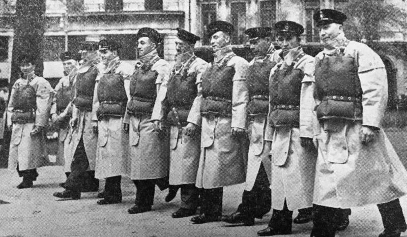 The crew of the Aran Lifeboat pictured in London in May 1939, where they were presented with medals and vellums by the Duke of Kent to mark the Lifeboat Institution's appreciation for their heroism when they rescued the crew of the trawler Nogi, off the Aran Islands.