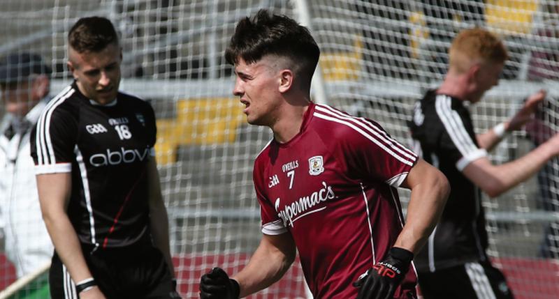 Galway's Sean Kelly after scoring their first goal in Sunday's big Connacht football semi-final win over Sligo at Pearse Stadium.