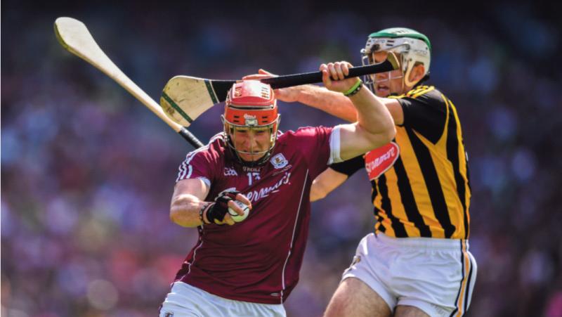 Galway's Conor Whelan tries to break free from Kilkenny's Paddy Deegan during Sunday's Leinster hurling final at Croke Park.