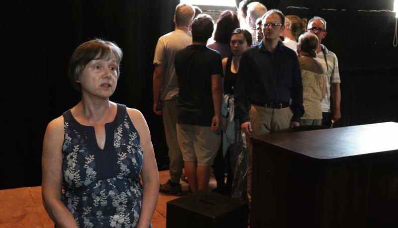 Mary McHugh and cast during the Galway Youth and Community Theatre rehearsals for Wit for Galway International Arts Festival. PHOTO: JOE O'SHAUGHNESSY.