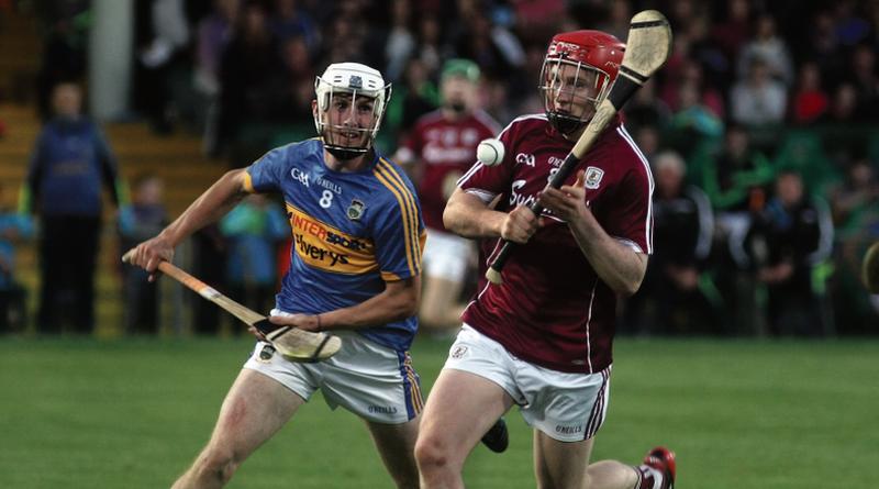 Galway’s Tomas Monaghan setting up an attack against Tipperary’s Ger Browne during the All-Ireland U21 semi-final at the Limerick Gaelic Grounds last Wednesday. Photo: Enda Noone.