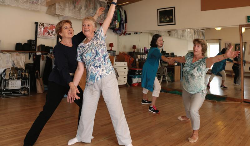Patricia Glynn during a course with Assumpta Glynn and behind Mary Hernon and Nuala Lavelle.