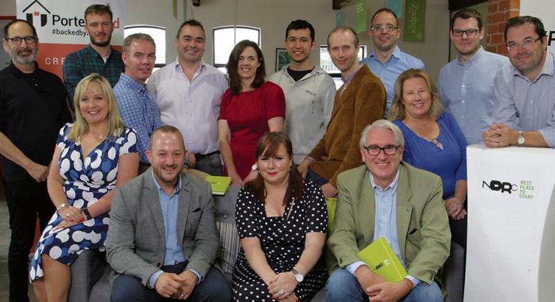 The NDRC accelerator programme group at Portershed Galway. Back, from left: Bob Rosenberg, Anthony Shaughnessy, Greg Heaslip, Leo Cullen, Caitriona McGuckian, Victor Miko, John Breslin, Fergus O'Dea, Brian D'Arcy and Alan Costello. Seated: Tracy Leavy, Richard Springer, Wendy Slattery, Maurice O'Gorman and Mary Rodgers. Photo: Mike Shaughnessy.