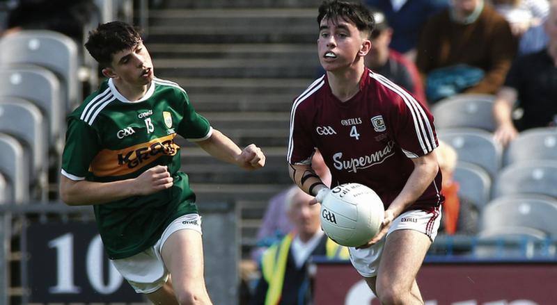 Galway's corner back Cian Deane getting the better of Kerry's Dylan Geaney during Sunday's All-Ireland minor football final at Croke Park. Photos: Joe O'Shaughnessy.