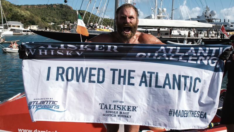 Adventurer Damian Browne following his solo crossing of the Atlantic in February.