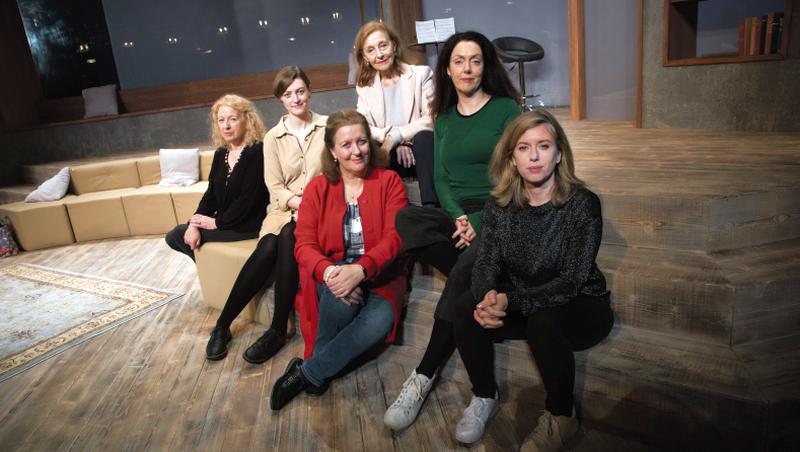 Joan Sheehy, Rachel O'Byrne, Stella McCusker, Marion O'Dwyer, Derbhle Crotty and Lesley Conroy who appear in Decadent Theatre Company’s production of Marina Carr’s The Mai. Stella, Derbhle and Joan, who were in the original 1994 production at the Abbey Theatre, return in new roles. PHOTO: DARRAGH KEANE.