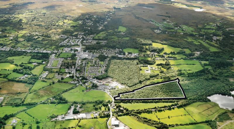 An aerial photograph of the lands off the Knockferry Road in Moycullen.