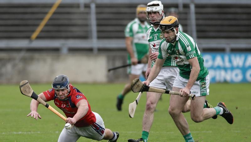 Castlegar's Donal McGreal and Jack Coyne look to capitalise on a slip by Bernard Bourke of St Thomas'.