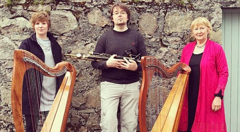 Kathleen Loughnane with her daughter Caitriona and son Cormac who feature on her new album. It's an arrangement for harp of 11 tunes from the collector, Patrick O'Neill (1765-1832).