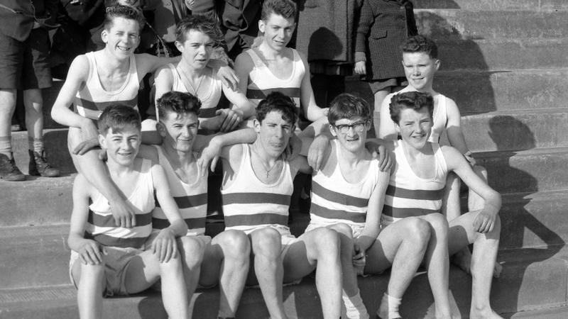 Youths who competed in the County Galway Cross-Country Championships at Ballybrit in march 1965. Front row (from left): Maurice Ward, John Wade, Joe Ryan (winner), Noel Burke and Tommy Moorse. Back row (from left): Alan Conneely, Michael Cummins, Jimmy Parslow and Owen Higgins.