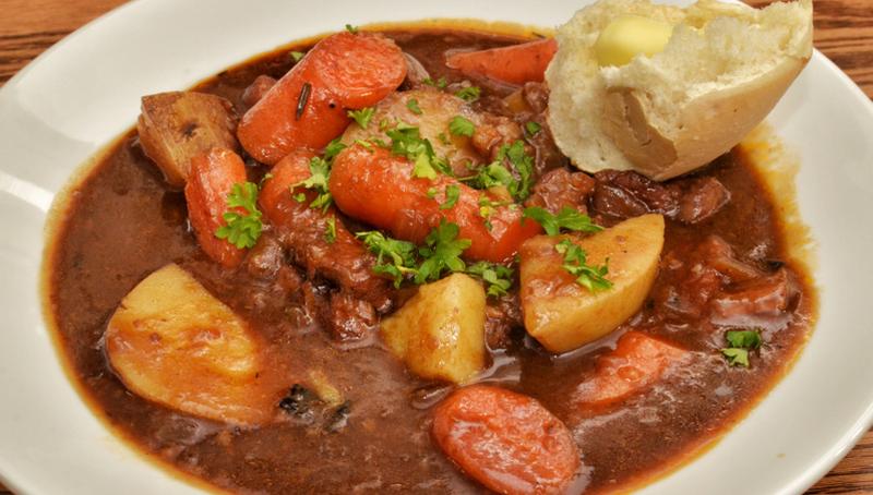 Irish stew: the epitome of an Irish food mix with meat, vegetables, bread and butter.