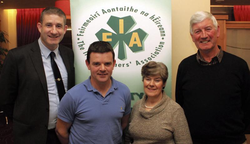 Sergeant Michael Walsh, Garda Crime Prevention Officer (on left) who made a presentation to Galway IFA members at their meeting in Athenry on Monday night, pictured with Micheal Haverty, Galway IFA County Secretary; Anne Mitchell, Galway IFA County Chairperson and Martin Murphy, IFA National Council.