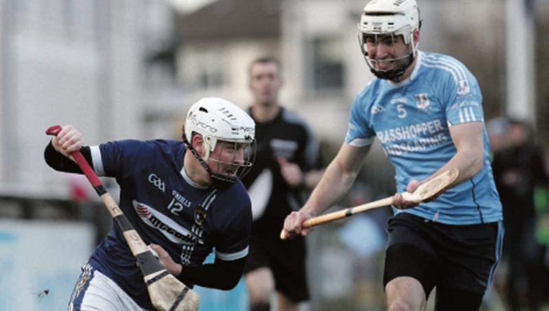 Oranmore/Maree’s Mark Hanniffy prepares to challenge St Gall's Conor McGourty during Sunday's All-Ireland Club Intermediate hurling semi-final at Parnell Park.