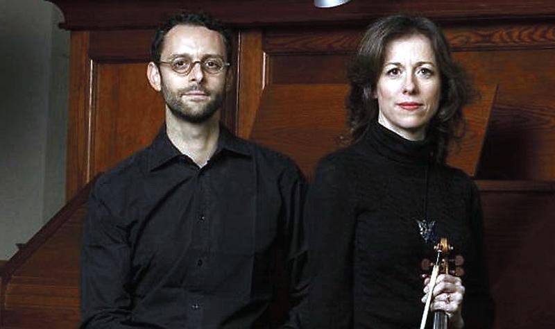 Harpsichordist Benjamin Alard and Baroque violinist Claire Duff who will be performing Jane's new work as part of a tour celebrating Bach's music.