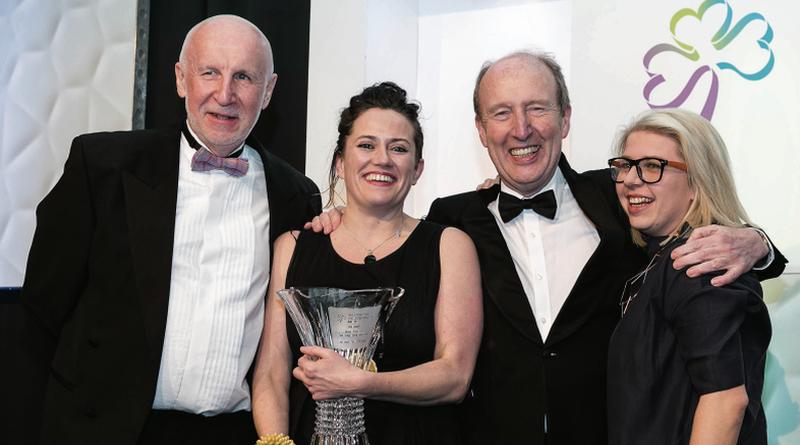 Sheena Dignam and Gosia Letowska (right) of Galway Food Tours, winner of the Best Food and Beverage Experience at the Irish Tourism Industry Awards, with sponsor John McMahon from the OPW and Minister for Tourism and Sport Shane Ross.