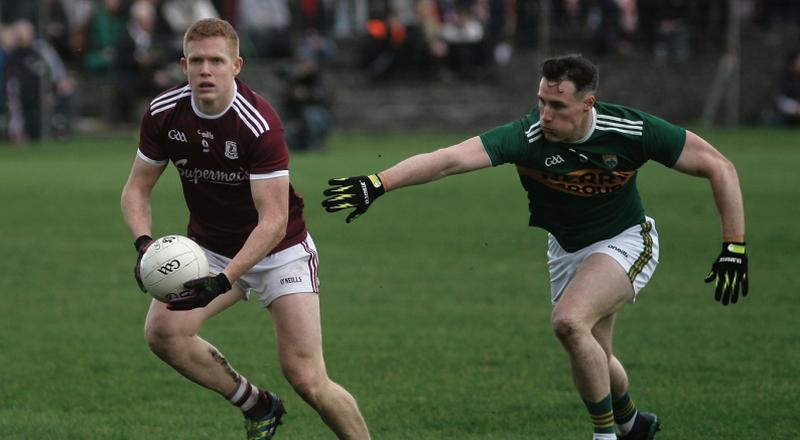 Galway’s Ciaran Duggan breaking away from Kerry’s Mark Griffin during Sunday's National Football League tie at Tuam Stadium. Photo: Enda Noone.