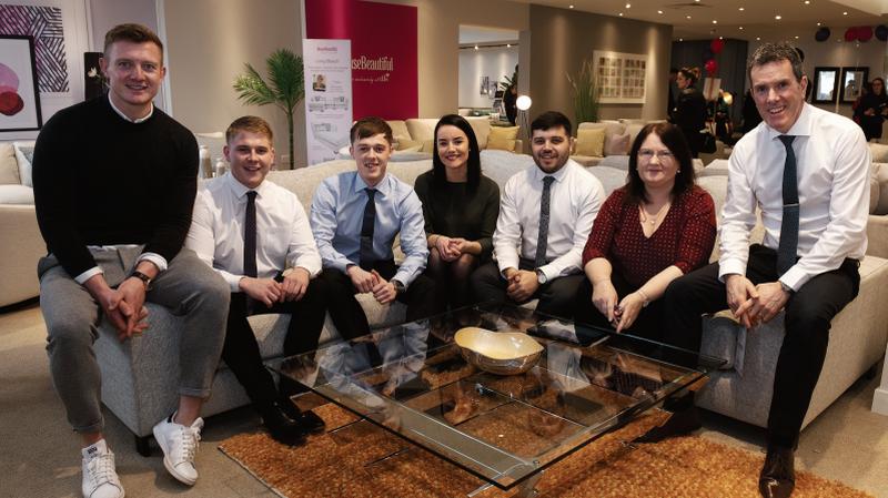 DFS local manager Alan O’Mahoney (right) and his team with Joe Canning at the opening of the new DFS store in Galway.